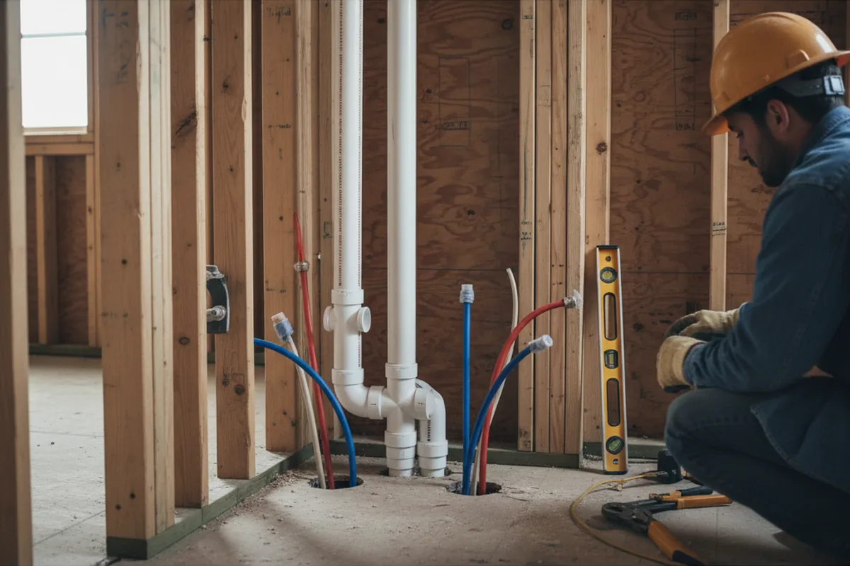 Drain and supply rough-in during Garbage Disposal Repair in Manhattan Beach